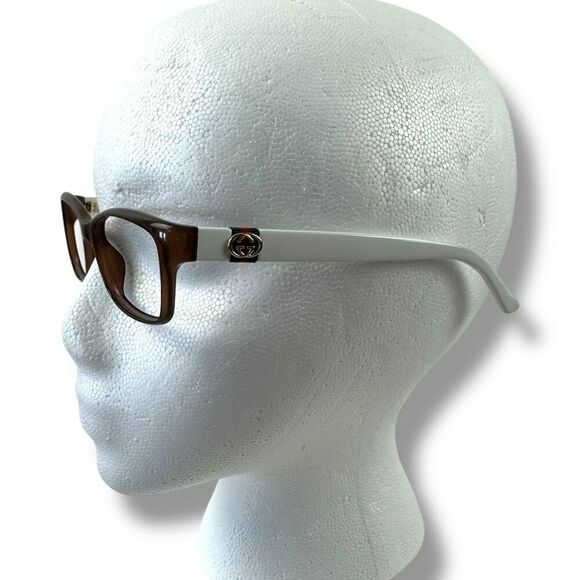 Gucci Women's Havana Eyeglass Frames Style 3645 Rectangular Frame Brown White Lo - Picture 3 of 10